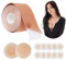 SOSHIEE Klebe BH Push Up Brust Tape,Boob Tape Bruststraffungsband 5m Mit 2 Wiederverwendbare Unsichtbar Silikon Brüste Nippelpads Breast Lift Tape für Damen Abendkleider, Hochzeitskleid