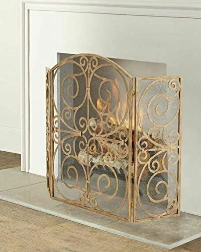 Kaminschirme, Kaminschirme, antikes Gold, gerollt, Kaminschirme, Flache Kaminschirme, dekorativ Decoration