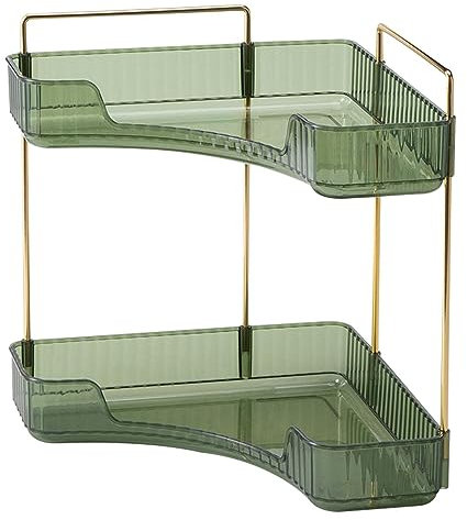 Lambo Étagère d'angle moderne à 2 niveaux - Étagère de rangement pour salle de bain, lavabo, plan de travail, lavabo, armoire, pour maquillage et accessoires de douche