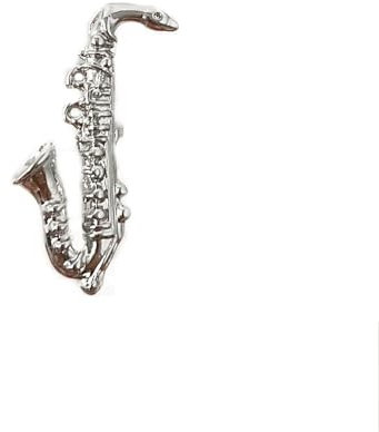 Metallic Pin Saxophon 25,6 mm. Silberdetails Erleichterung