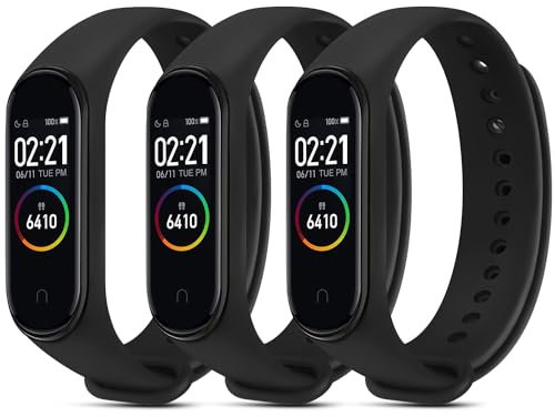 3 Pack Bracelet pour Xiaomi Mi Band 4/ Xiaomi Mi Band 3 pour Femme et Homme,Bracelet Soft Silicone Souple Respirant Coloré pour Xiaomi Mi Band 4/ Mi Band 3 (Noir/Noir/Noir)