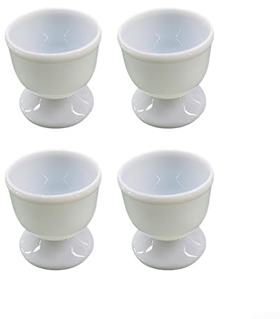 Lot de 4 coquetiers en porcelaine blanche et céramique blanc crème pour servir et profiter de vos œufs de petit-déjeuner