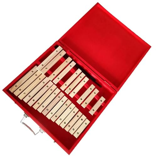 Glockenspiel 25-Noten-Glockenspiel-Schlaginstrument mit 2 Schlägeln und Koffer, ideal für Erlernen musikalischer Fähigkeiten