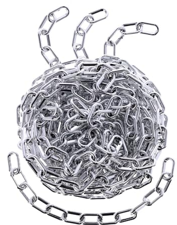 TIBU Absperrkette Kunststoff Warnkette 8 mm Stärke - Edelstahloptik - Länge 200 cm - witterungsbeständig und stabil