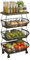 Baotkere Metal Wire Baskets with Wheels, Kitchen Organizer, 4 Tier Shelf, Stackable Storage Bins, Fruit and Vegetable Cart, Bathroom Tableware Rack