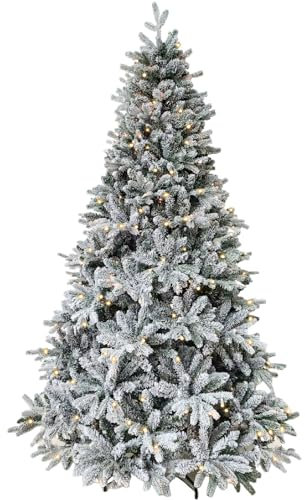 Bellapianta Albero di Natale Innevato con Luci LED Incorporate 240cm Effetto Neve Realistico Super Folto, Borsone per Riporre l'Albero e Guanti per Montaggio Inclusi