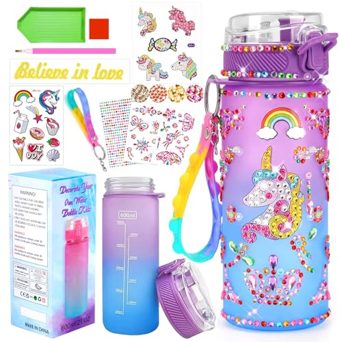PUWOWYE Licorne Bricolage Gourde Fille DIY Gourde Isotherme Bouteille Kit de Loisir Créatif Enfant Jeux Créatif Fille 6 7 8 9 10 Ans pour Idée Cadeau Noël Extérieur Jeux Enfant 2 3 4 5 6 Ans