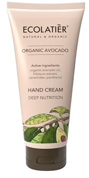 Handcreme, Tiefenpflege & Schutz, Bio-Avocado, ECOLATIER 100ml - Vegan, Panthenol & Ceramide, Beruhigt, nährt, schützt vor Klimaeinflüssen, für seidig-weiche Haut