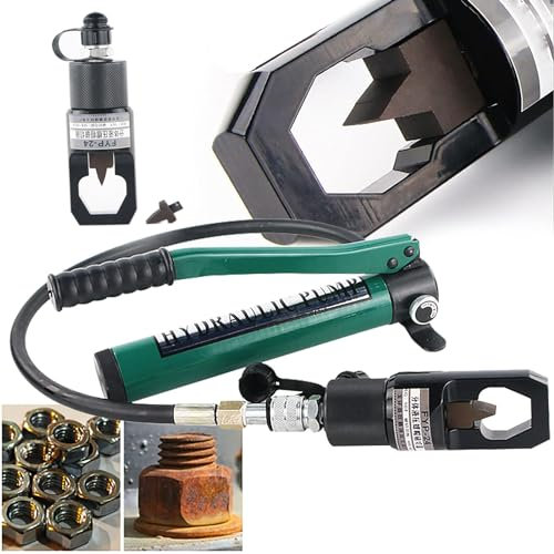 Hydraulic Nut Splitter (12 Tons / 16 Tons) - Split Nut Splitting Tool for Removing Rusty Screw Nuts - 17 / 20mm Travel - With Large/Small Blade + Hand Pump