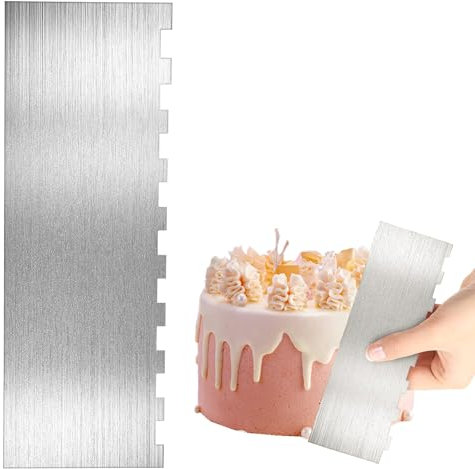 Raschietto per Torta Seghettato, 22 x 7,8 cm, Torte a Doppia Faccia Strumento, Spatola per Dolci in Acciaio Inossidabile per Decorare Torte, Mousse, Crema, Zucchero, Fai da te, Decorazione Torte