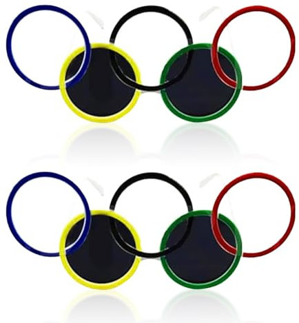 Olympische Sonnenbrille,Brille Für Olympische Ringe 2024, Brille Für Olympische Party, Sportdekorationsspiel, Sonnenbrille Für Olympische Ringe,Sportbrille, Sommersportaktivitätsparty (2 Stück)
