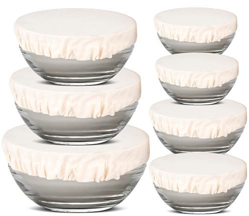 Hell Blues Reusable Organic Elastic Bowl Covers, 100% Natural Cotton Cloth Fabric Bowl Cover ~ Set of 7 (1XXL 1XL 1L 2M 2S)