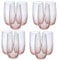 Queensway Home & Dining 12-Piece Coloured Glass Tumbler Set - Stylish, Durable Drinkware for Cocktails, Juices & Everyday Use - 500ml Pink Dishwasher Safe Glasses