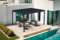 Pérgola bioclimática motorizada Cazeboo Santa, 4x3 m, Gris, Lamas de Acero orientables, autoportante, 3x4 m, An.395 x Prof.305 x Al.220 cm