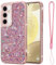 Lafunda Cover Glitter Compatibile con Samsung Galaxy S24 Cover per Ragazze, Custodia Lucida con Cordino da Polso, 3D Bling Cristallo Case per Samsung Galaxy S24 Rosa