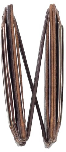 Magic Flip Zauberbörse Slim Leder Geldbörse Geldbeutel Kartenbörse Kartenetui Kreditkartenetui mit 8 Kartenfächer 34417 Farbe Natur