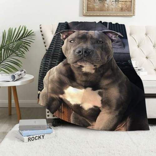MAAPCHP Kuscheldecke Flauschig Decke Fleecedecke Schwarzer Pitbull Wohndecke Warm Winter Weich,Decke Couch Blanket,Wohn- & Kuscheldecken 100 x 130 cm,Sofa überwurfdecke