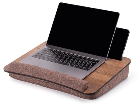 Vigo Wood Laptopkissen, Tragbarer Laptoptisch mit Kissen, Weichem Kissen-Bett-Couch-Tisch für Zuhause und Büro, Tragbar, Leicht, Weiche Handgelenkauflage, Geeignet für Laptops, Tablets (Walnuß)