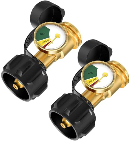NUPICK Propane Tank Gauge, Propane Tank Gauge Level Indicator for 5-40lb Propane Tank, Propane Pressure Gauge with Leak Detector Suitable for BBQ Gas Grill, Heater, Fire Pit (2 Packs)