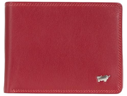 BRAUN BÜFFEL Damen Geldbörse aus echtem Rindsleder Golf mit RFID Schutz - Zetilose Geldbörse mit 8 Kartenfächern - Edles Rot