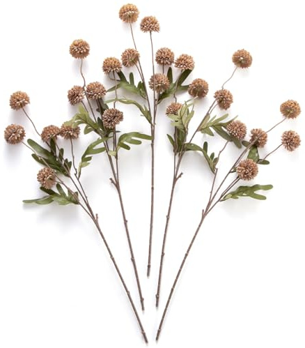 Laelfe 5 Bündel Künstliche Hortensien, 52cm Seide Pompon Blumen, Realistisch Künstliche Blumen für Hochzeit Tisch Mittelstück Garten Party Büro Dekoration