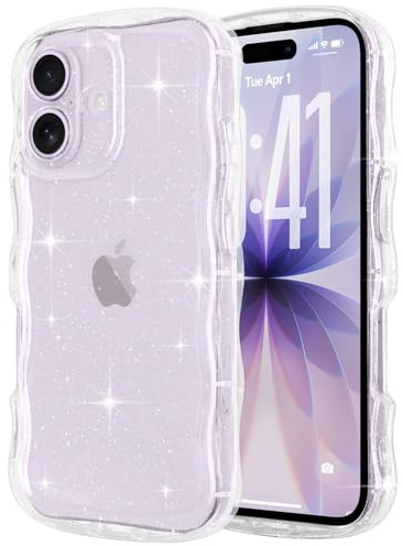 Pepmune Glitzer Handyhülle Kompatibel mit iPhone 17 Hülle Transparent Wellenform Silikon Case Wellen Design TPU Bumper Stoßfest Schutzhülle für Frauen und Mädchen für iPhone 17 Clear