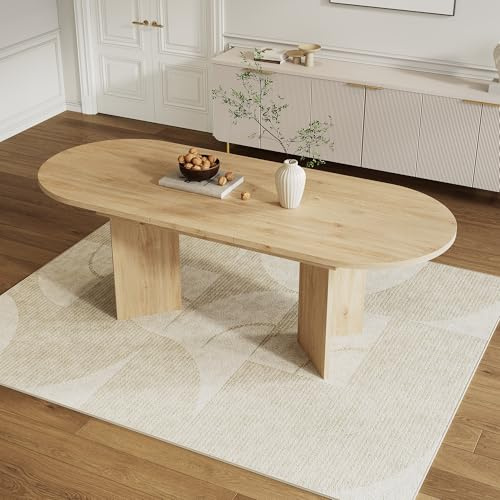 LARFOEK Esstisch Esszimmertisch 120 cm auf 160 cm Erweiterbar Oval Küchentisch aus Holz für Wohnzimmer und Esszimmer, Eichenfarbe