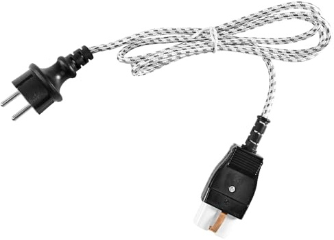 1,5 Meter Euro-Umrechnung Keramik Heißgerätestecker mit Kabel, Poliger Gerätestecker mit Keramikeinsatz für Waffeleisen, Heizgeräte, Keramikheizung, Bügeleisen und andere alte Geräte, Schwarz