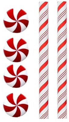 ZHRUOYAO 6pcs Christmas Small Peppermint Stick Shape Cupboard Handle Covers for Kitchen Drawer Cabinet