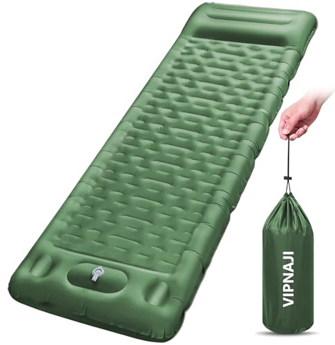 VIPNAJI Esterilla Inflable Portatíl Colchón de Aire para Camping Acampa Colchones Hinchable, Utraligero y Resistente colchoneta autoinflable con Bomba de Pie para Camping, Exteriores, Viaje etc