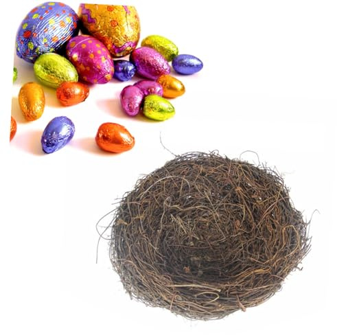 HANABASS Handgefertigtes Rattannest 15cm Natürliches Vogelnest Osterdekoration Vielseitig für Käfige Bäume und Tischdeko Geeignet für Vögel und Kleintiere
