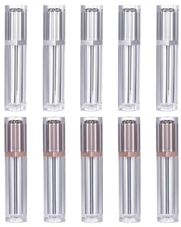 10pcs Empty Refillable Lip Gloss Tube Plastic Silver | Lightweight Kit, Helps Reduce Leftover Waste, Suitable for Professional Makeup Artist and Beginners