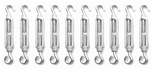 VEDA® - Lot de 10 solides tendeurs à crochet et œillet M5 galvanisés