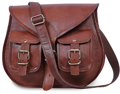 ANUENT Leder Handtasche 13 Echtleder Damen Geldbörse Collegetasche Schultertasche Umhängetasche