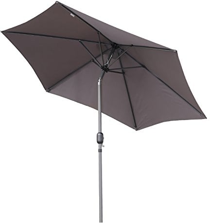 Angel Living 300cm Parasol de Acero con Inclinación, con Manivela, Sombrilla con Mástil de Acero de 38mm para Patio Terraza Playa (Gris)