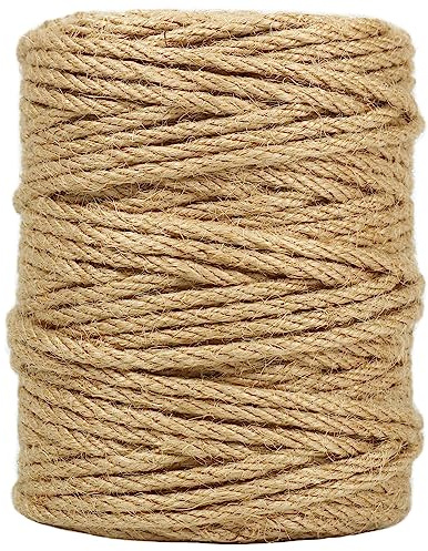 Tenn Well 164 Feet 4mm Natural Jute Twine, Brown Twine Rope for Crafts, Gift Wrapping, Packing, Gardening Applications and Holiday Decorations