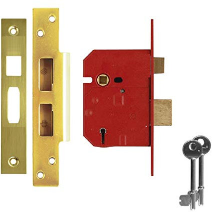 Euroart 5 Lever Mortice 3 Sash Lock Brass Plated Union/Era Look Alike Designed for External and Internal Doors
