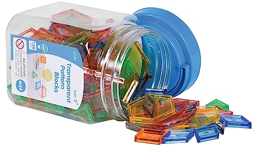 edxeducation Transparente Musterbausteine aus Kunststoff - 120 Stück - Ideal für Licht- und Farberkundung und zum Aufbau mathematischer Fähigkeiten