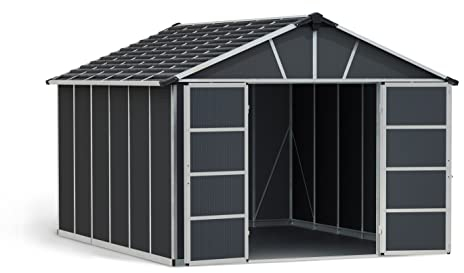Canopia by Palram Gerätehaus Yukon 11x13.1 Geräteschuppen Metall 395 x 332 cm Grau Polycarbonatplatten rostbeständig UV-Schutz