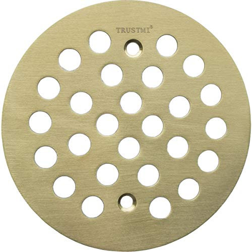 TRUSTMI 4 1/4-inch Screw-in Style Shower Drain Grate Replacement Cover with Screws,Brushed Gold