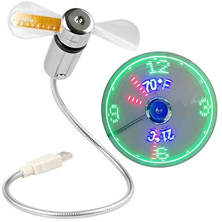 Austinstore USB LED Clock Fan with Real Time Display Function USB Clock Fans One Color