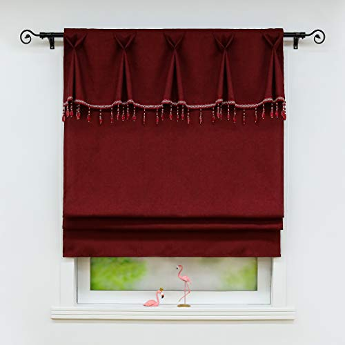 Joyswahl Raffrollo Pastorale Art Blickdichte Bändchenrollo mit Perlen Dekorativ »Stella« Schals mit Tunnelzug Fenster Vorhänge BxH 100x140cm Rot 1er Pack