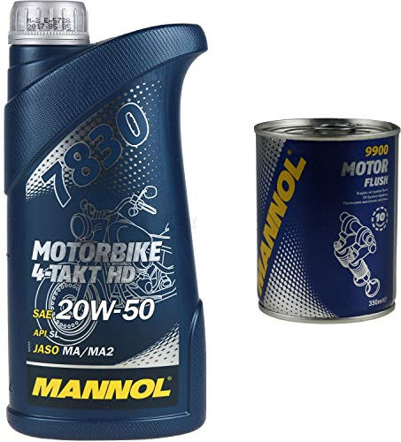 1L MANNOL Motorrädöl Motorbike 4-Takt HD API SL Oil Motorspülung Motor Flush