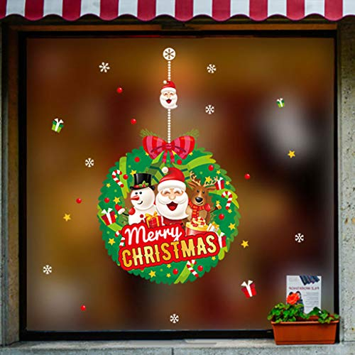 PPangUDing Weihnachtsdeko Fensteraufkleber 2019 Neue DIY Merry Christmas Abnehmbare Wasserdicht Wandaufkleber Statisch Haftende Wiederverwendbar Haftende PVC Weihnachten Hauptdekoration (60X45cm, C)