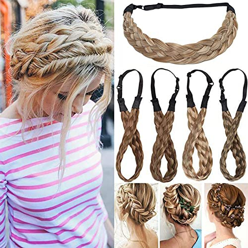 Mode Haarverlängerung Geflochtenes Stirnband Geflechtes Haar Dickes Klobiges Haarband Zubehör Kostüm Braided Haarteil für Frauen Klein-0.6 sandige Blondine Mischung Bleichblondine
