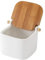 BAKAJI Barattolo Contenitore in Ceramica con Tappo in Legno di Bambu per Sale Zucchero Caffe Saliera Zuccheriera 0,7lt Design Moderno Dimensione 12 x 12 x 11 cm (Bianco)