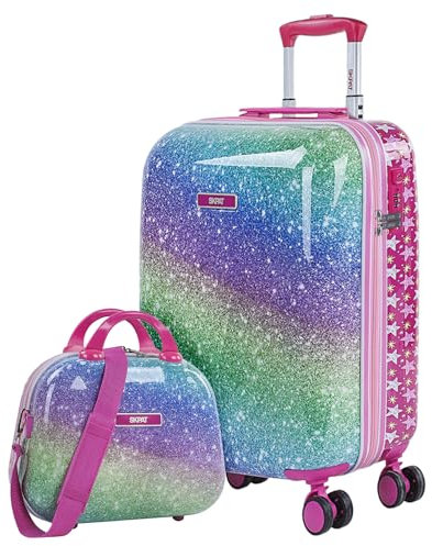 SKPAT - Valise pour Enfant Rigide Légère avec roulettes Silencieuses Format Cabine Approuvé Avion Idéal pour Vacances Scolaires Valise Cabine Valise, avec Trousse de Toilette Compatible avec, Fuchsia