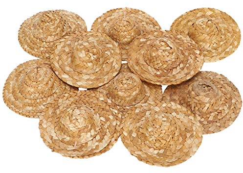 Clasken Muñeca Mini Sombrero, Sombrero de Paja Tejido a Mano, Muñeca Sombrero de Paja, Bodas para Fiestas de cumpleaños Fiestas temáticas Muñeca Artesanal