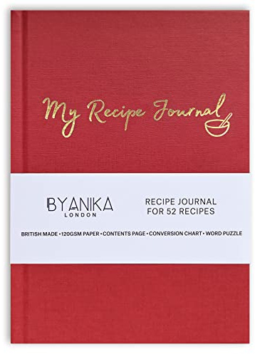 BYANIKA Libro de recetas en blanco para recetas propias Cuaderno de tapa dura con plantilla, escribe tu propio libro de cocina familiar, diario de recetas, regalos de cocina, libro de recetas vacío