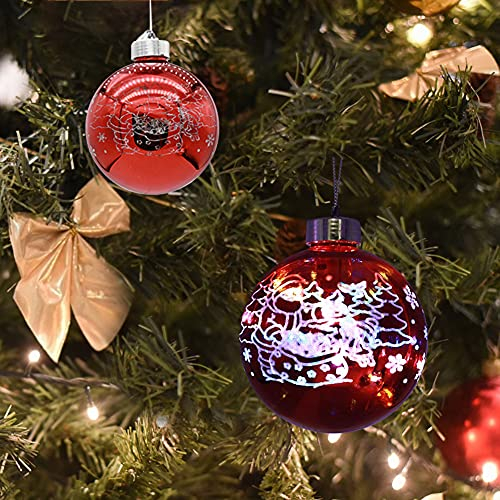 6 Stück Weihnachtsbaumkugeln, 8cm LED Weihnachtskugeln Lichterkette Weihnachtsdekoration Hängender Kugel Ornamente Christbaumkugeln Weihnachtsdeko Plastik Kugel Saisonal Dekoration Christbaumschmuck